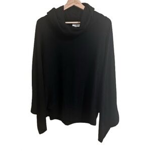 Umgee Black Cowl Neck Sweater Lightweight Knit Size S Oversized
